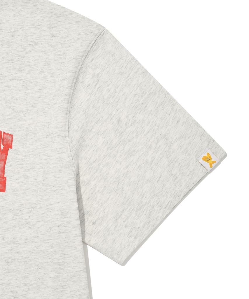 WACKY WILLY Arch Typography Short Sleeve T-Shirt Light Grey