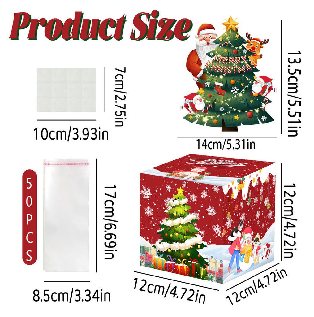 Red Christmas Tree Paper Money Box For Festive Party Celebration Decoration And