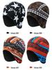 Windproof Fleece Lei Feng Hat: Warm, Faux Cashmere Printed Design with Ear Protection for Cycling