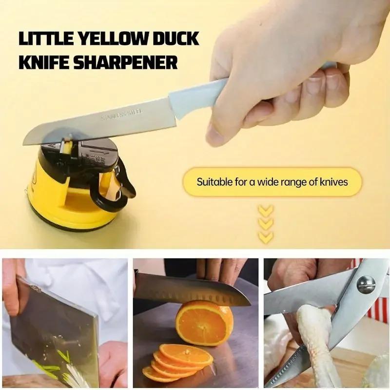 Small Yellow Duck Mini Suction Cup Sharpener Professional Suction Cup Kitchen Chef Knife Grinding Scissors Home Sharpener Stone