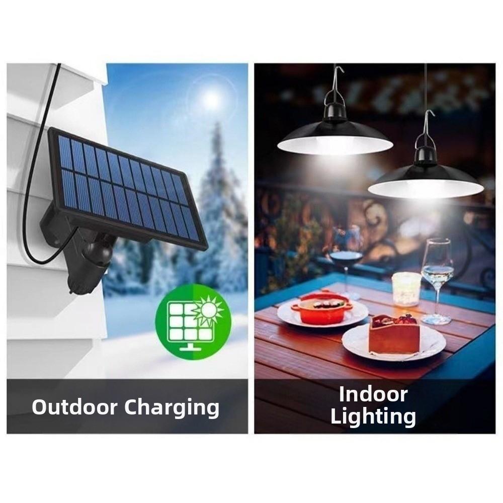 Waterproof Solar Pendant Light Single Double-Head Design Led Hanging LED Chandelier Solar Powered with Remote Control