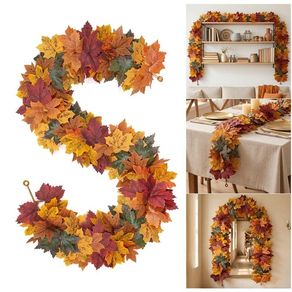 Vibrant Autumn Leaf Hanging Vine Flexible Faux Fall Leaves Strings Outdoor Decor