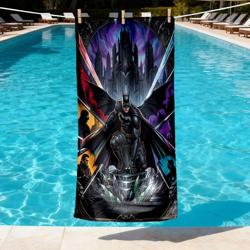 Batman Print Beach Towel Design, Soft, Lightweight. for Home Bathroom, Spa, Pool, Yoga, Surfing, Camping, Gift for Family, Friend