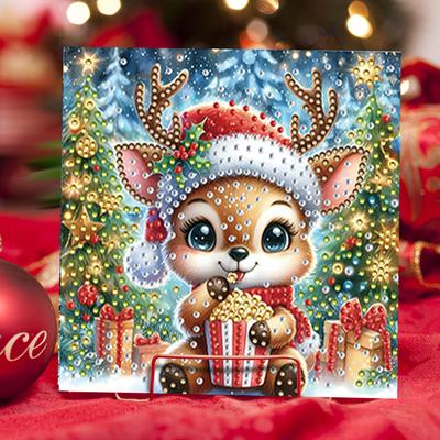 6PCS DIY Rhinestone Diamond Art Mosaic Postcards Xmas Pattern Diamond Art Handmade Cards Thank You Cards and Holiday Blessings
