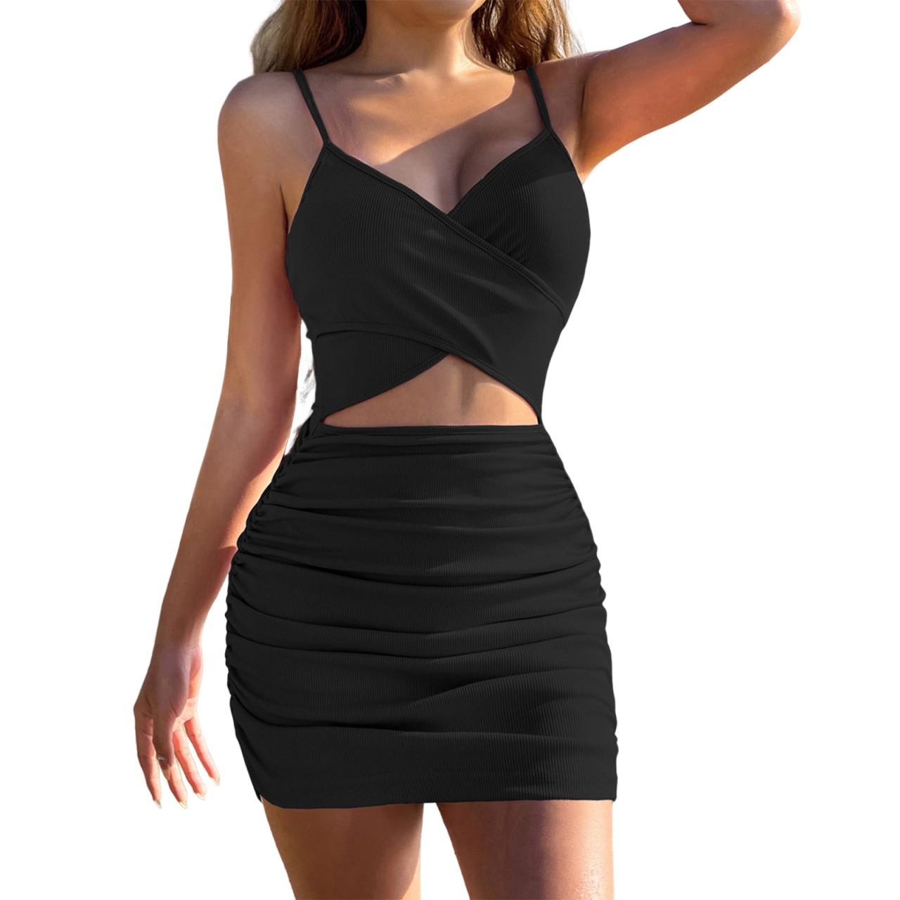 Women s Dress Pleated Sexy Hollow Dress Color Party Night Dress M
