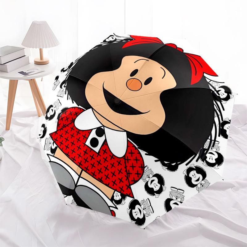 Mafalda, Cartoon Automatic Opening and Closing, 8 Rib Structure Portable Umbrella, Suitable for Men and Women In All Seasons Perfect Gift F