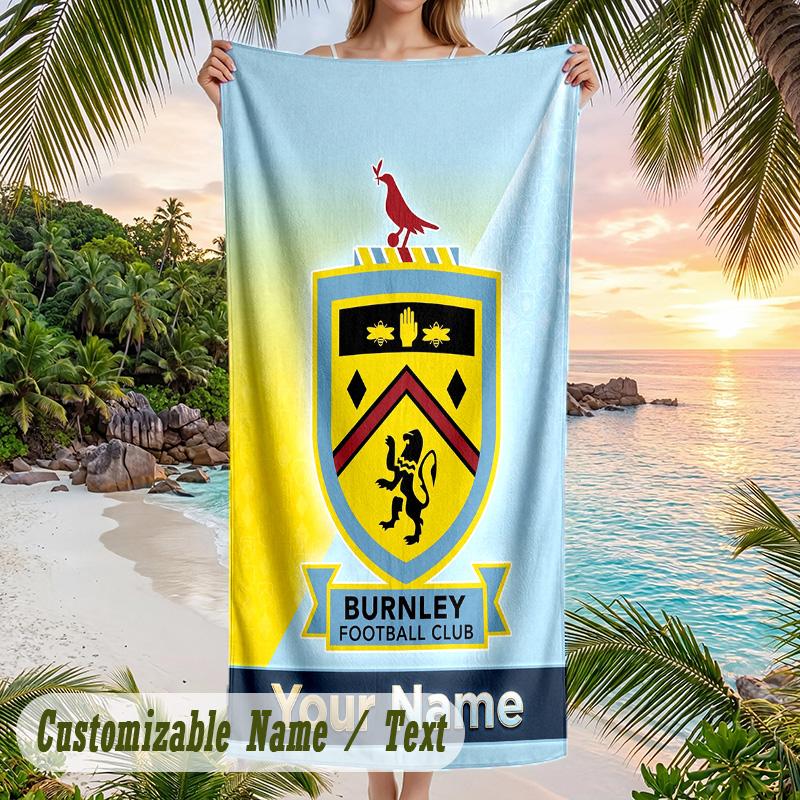 Beach Towel Burnley Football Print Custom Name Text Soft Towel for Swimming Pool