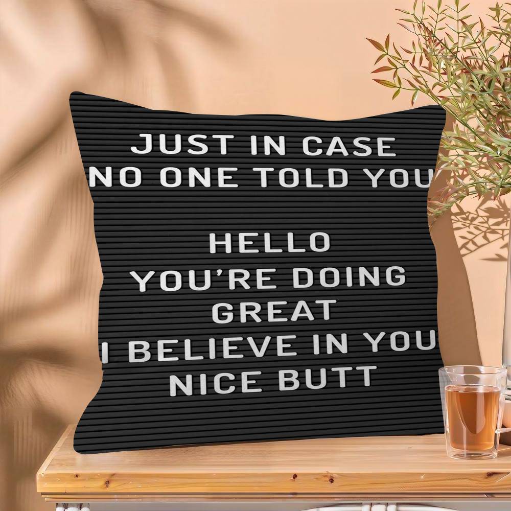 Humorous Slogan Nice Bum Cartoon Prints Pillow Cover Design Cushion Cover Decor Holiday Decorati