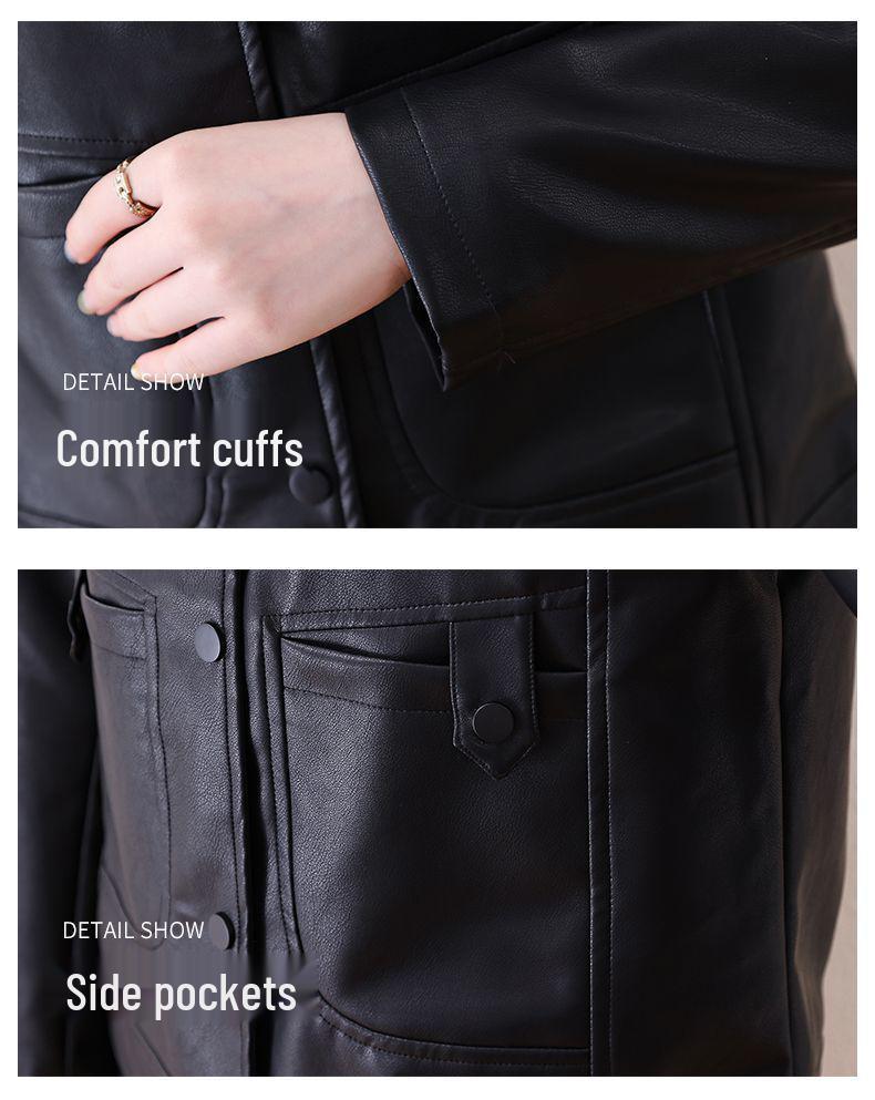 Women's Slimming Chic Motorcycle Leather Jacket - Short Korean Fashion for Spring & Autumn 2025