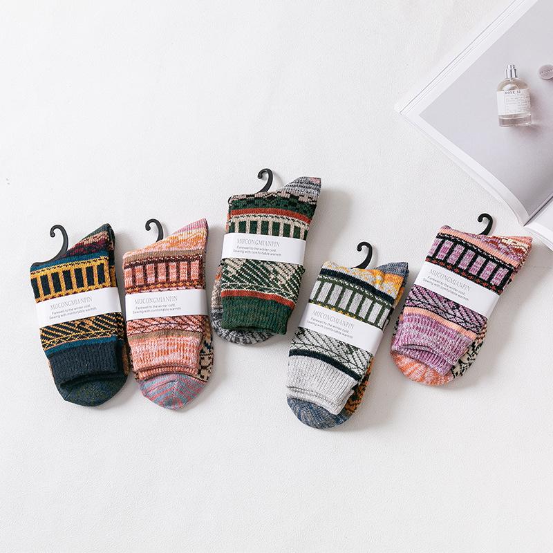 5 Pairs of Thick Woolen Socks for Men, Winter Sail Thick-lined Men's Mid-calf Socks