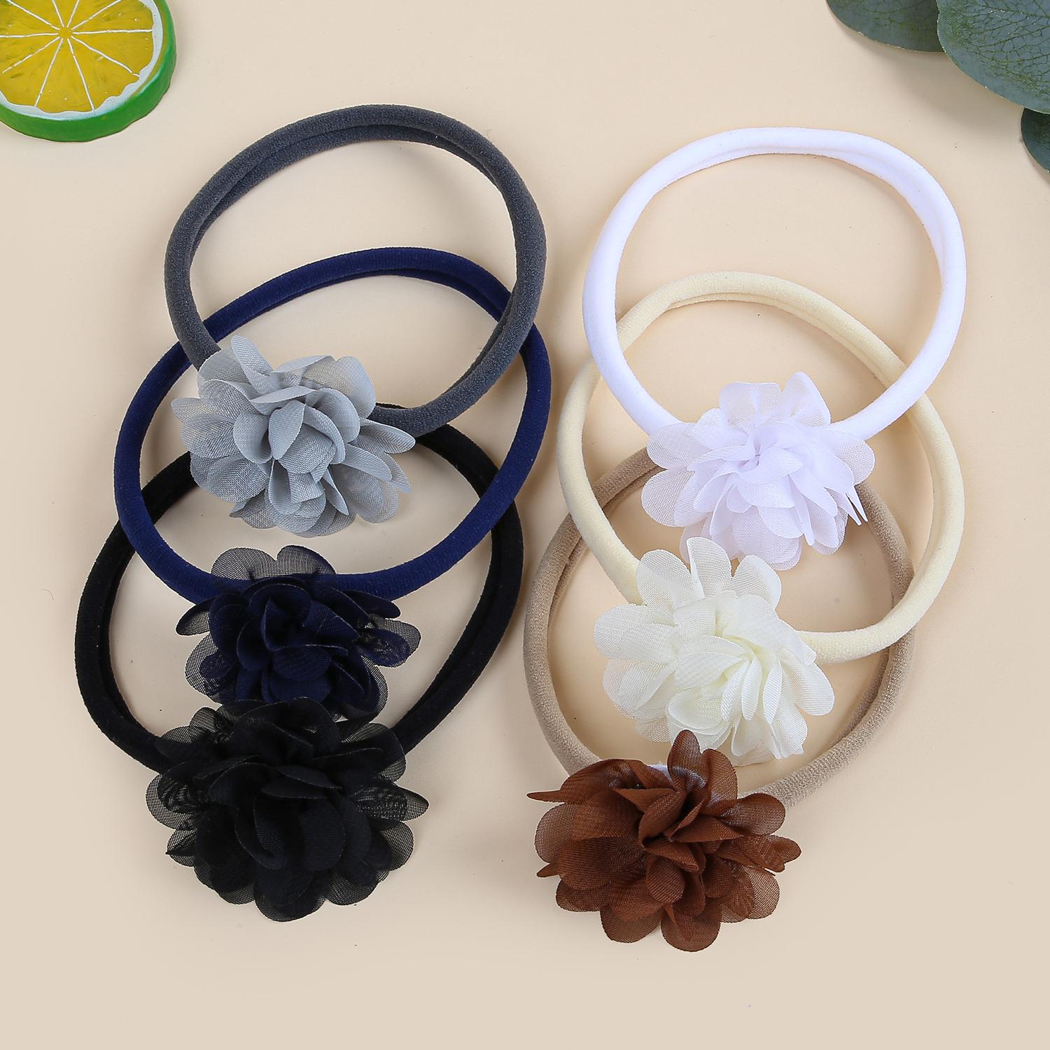 

6PCS Chiffon Flower Headbands Baby Girls Nylon Headband Elastic Soft Floral Hairbands for Baby Turban Infant Hair Accessories