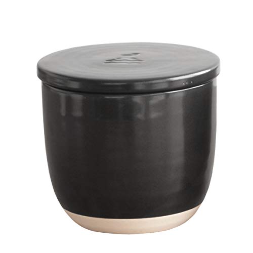 Kamoshika Tool Shop Rice Container (1 go/1.5 go) - Ceramic, Made in Japan, Banko Ware, Microwave Safe (Black)