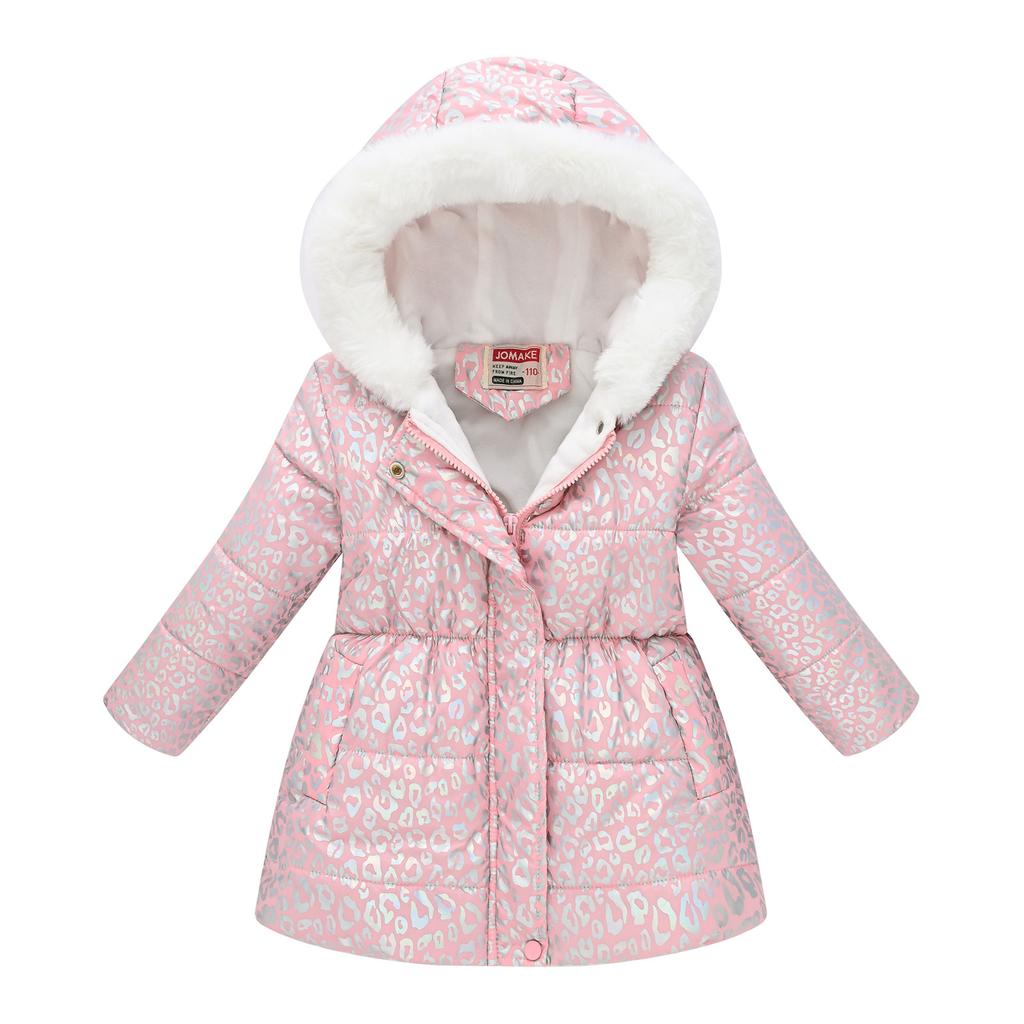 Podzimní Zimní Dětské Oblečení Chlapecké Dívčí Vícebarevný Páskový Potisk Tie-dye Dlouhý Díl Vlasový Límec S Kapucí Bavlněný Kabát Bunda Bavlněný Kabát