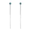 Personality Female Earring  Sterling Silver Asymmetric Blue Star Long Tassel Ear Line Earrings for Women Wedding  Gift