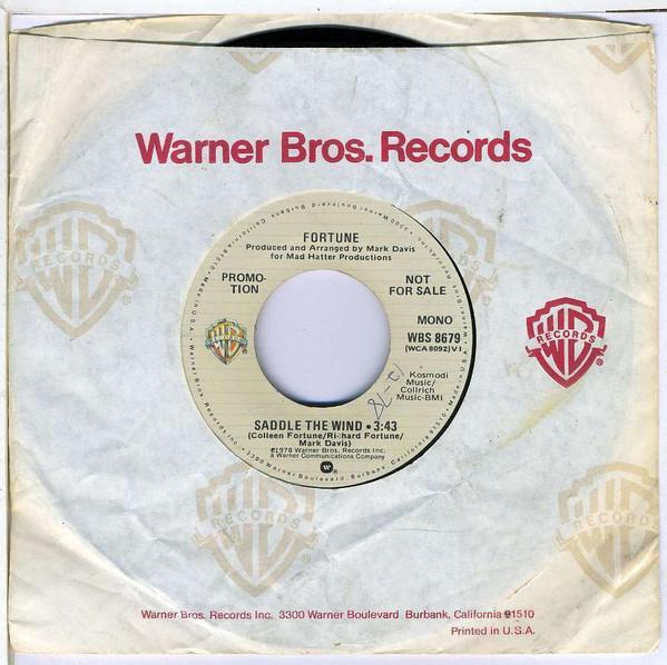 

7inch Record FORTUNE (2) - Saddle The Wind WBS8679 Warner Bros. Re 1978 US Rock Used