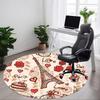 1pc Parisian Theme Chair Carpet for Office, Round Polyester Mat, Indoor Decor for Office, Washable Non-slip Carpet Yy251219051