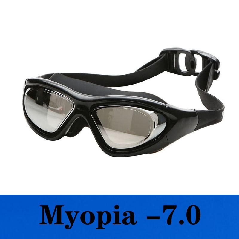 Prescription large-frame swimming goggles with electroplated coating, waterproof, anti-fog, high-definition swimming glasses