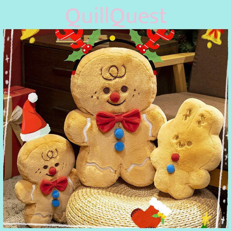 Christmas Gingerbread Man Plush Rabbit Toy Stuffed Animal Doll Xmas Decor Home