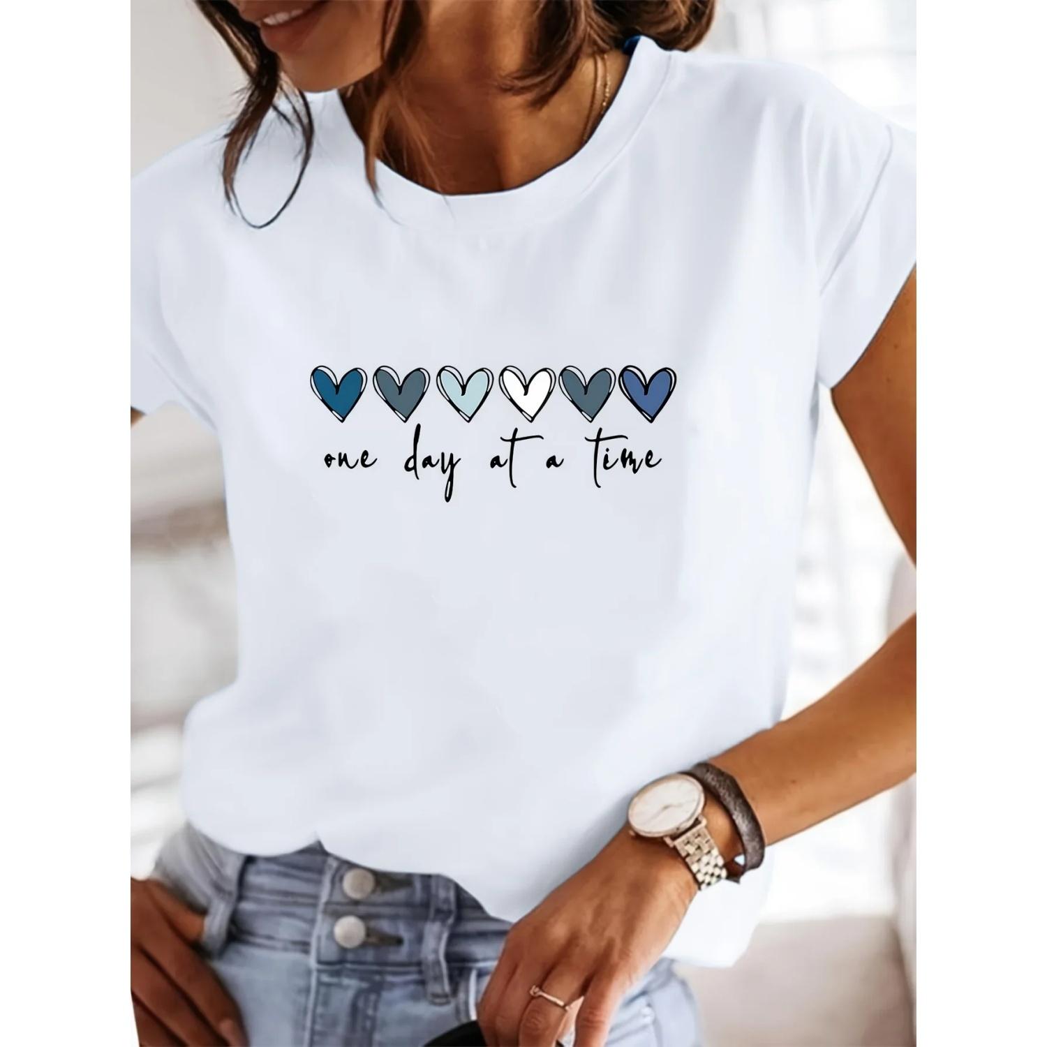 

Casual Heart Print Anime Tops Tees Clothes Female T-shirt Women Cartoon Tee Short Sleeve Fashion Girls T Shirt XXXXXL білий