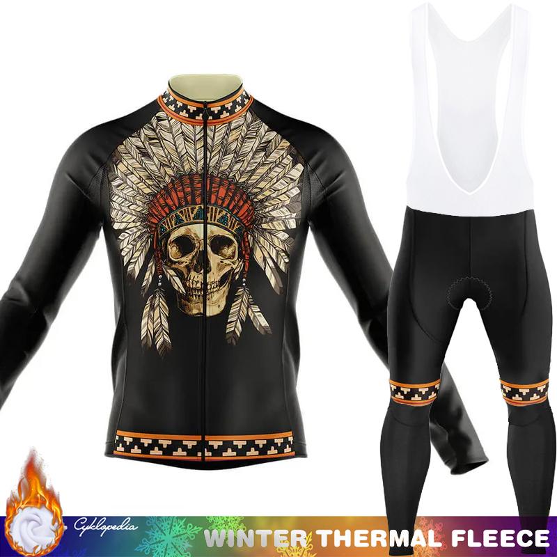 Men's Cycling Jersey Winter Thermal Fleece Biking Clothes Triathlon Road Bikes Man Outfit Long Sleeve Shirt Bicycle Clothing Set