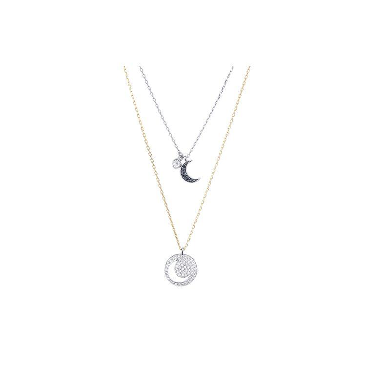 Swarovski Crystal Wishes Moon Pendant Set Women necklace 5272242 Box (Random Color)