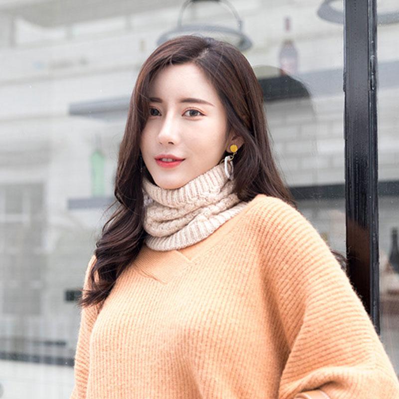 Winter Women Knitted Scarf Solid Fleece Snood Scarves Lady Warm Faux Fur Thick Unisex Neck Scarfs Ring Ski Climbing Scarf