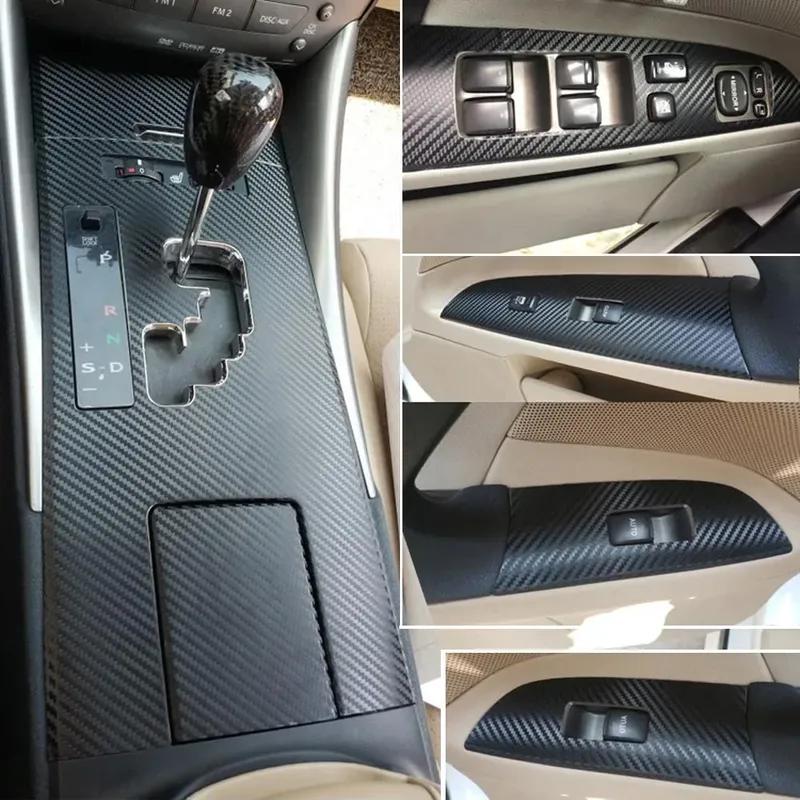 For Lexus IS250 IS300 2006-2012 Interior Central Control Panel Door Handle Carbon Fiber Stickers Decals Car Styling Accessorie