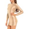 Damska damska błyszcząca obcisła sukienka z długim rękawem Modne sukienki mini Mock Neck Dress Rave Party Clubwear