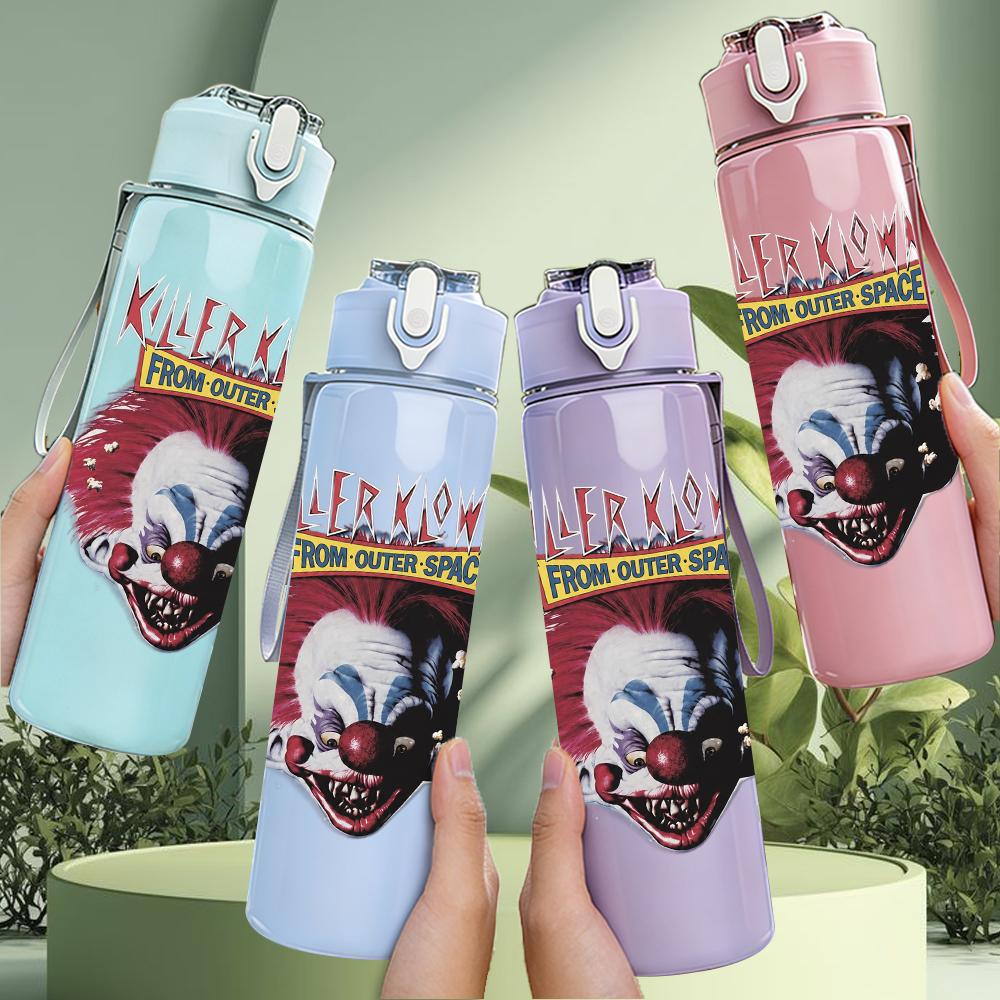 1PC Horror Clown Retro Skull Graphic Print 750ml Portable Sports Water Bottle Leakproof Gym Outdoor Travel Drink Cup