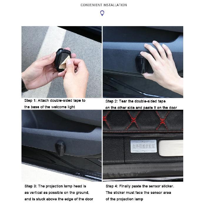 2PCS Rechargeable Led Car Door Welcome Logo Night Light LED Courtesy Laser Projector Ghost Shadow Lamp Car Accessories Kits