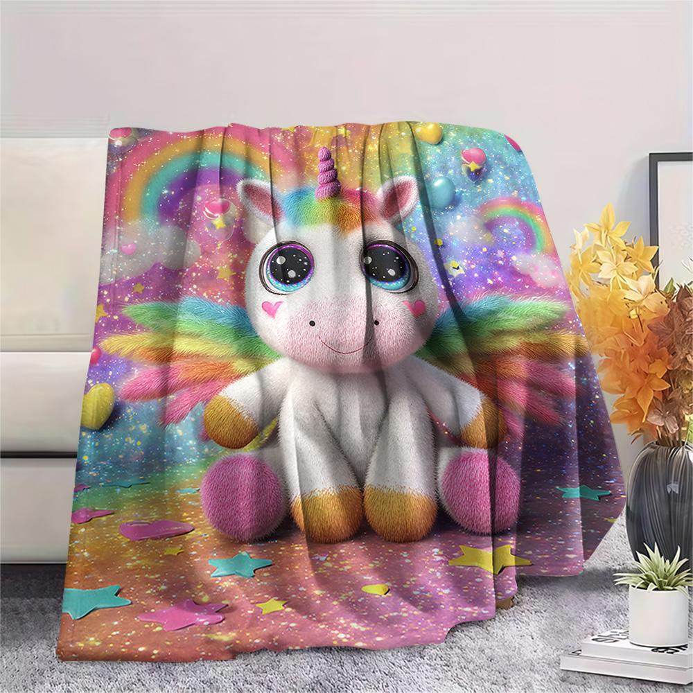 Unicorn Print Flannel Blanket, High Quality Comfortable for All Seasons, Home Decor, Warmth and Comfort, Perfect for Christmas Gifts