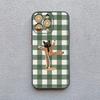 Einfache Süße Grün-Weiße Karomuster Tier Handyhülle Für iPhone 17 Pro Max 16 15 Pro Plus 14 13 Mini 12 11 XR XS 16E 17Air Hülle