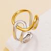 Geometric Lines Open Stainless Steel Ring in Gold-Plated Titanium