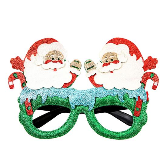 huaqianguhh Christmas Glasses, Glitter Holiday Party Glasses Frames, Santa Hat Tree Snowman Bear Funny Eyeglasses for Favors