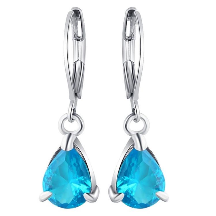 Pink Cubic Zirconia Water Drop Dangle Earrings