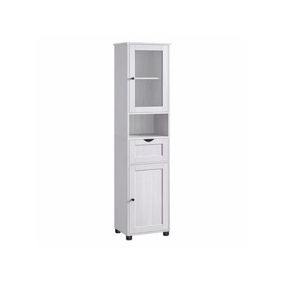 Mobile da Bagno, Colonne portaoggetti con Ripiani Regolabili, Ante, Cassetti, Salvaspazio, Legno Bianco