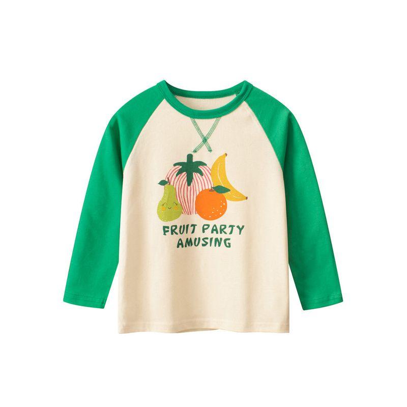 Korean Style Children's Clothing Spring New Arrivals Girls' Pure Cotton Fruit Print Long-Sleeve T-Shirt Baby Clothes Ins