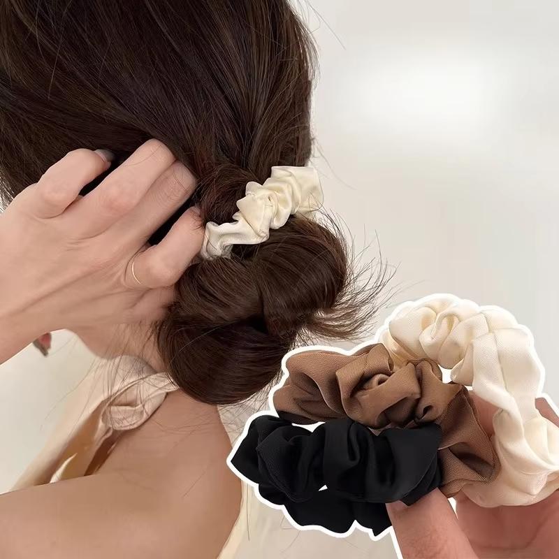 Elegant Hair Scrunchies Women Minimalist Simulation Silk Hair Ties Solid Color Elastic Hair Loop Ponytail Hair Accessories