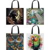 11CT Cat Peacock Owl Parrot Cross Stitch Canvas Tote Bag Cross Stitch Kit Canvas Bag Manual Cross Stitch Handbag for Beginners