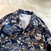 Unisex Vintage Cuban Collar Floral Shirt - Loose Fit, Hong Kong Style, Short Sleeve, Perfect for Beach and Couples