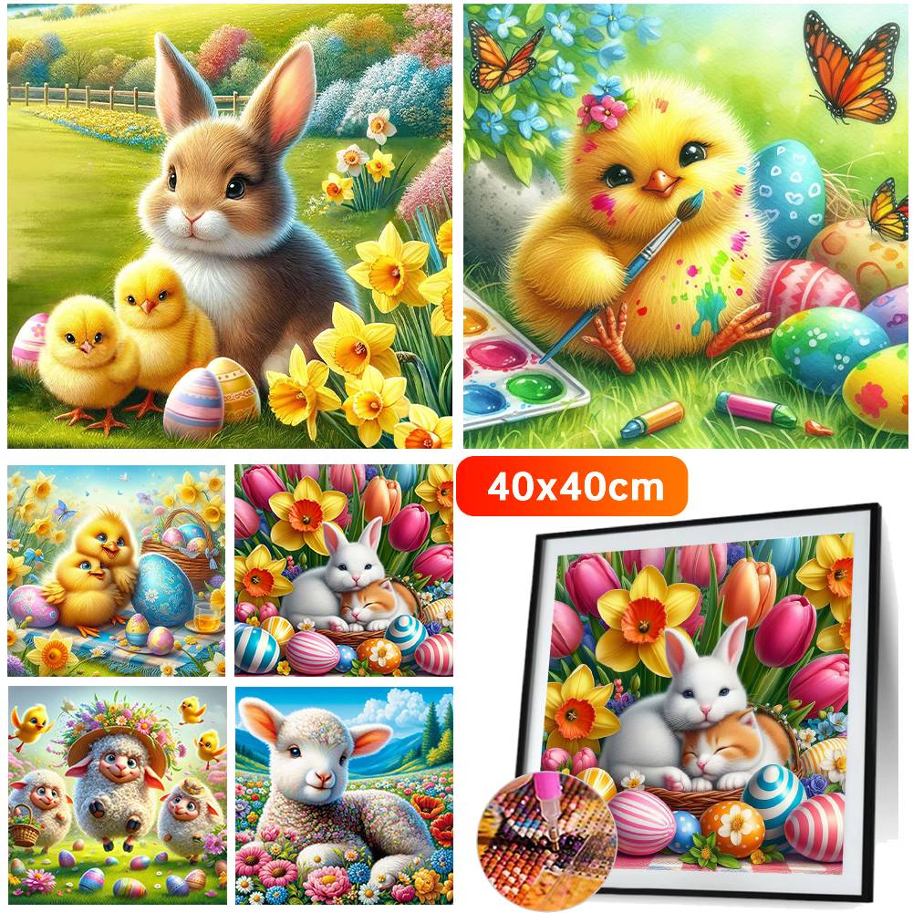 New Easter Kit Home Decor Art Craft 40x40cm 5D DIY Full Round Drill Colorful Diamond Painting Bedroom Living Room Decoration Set