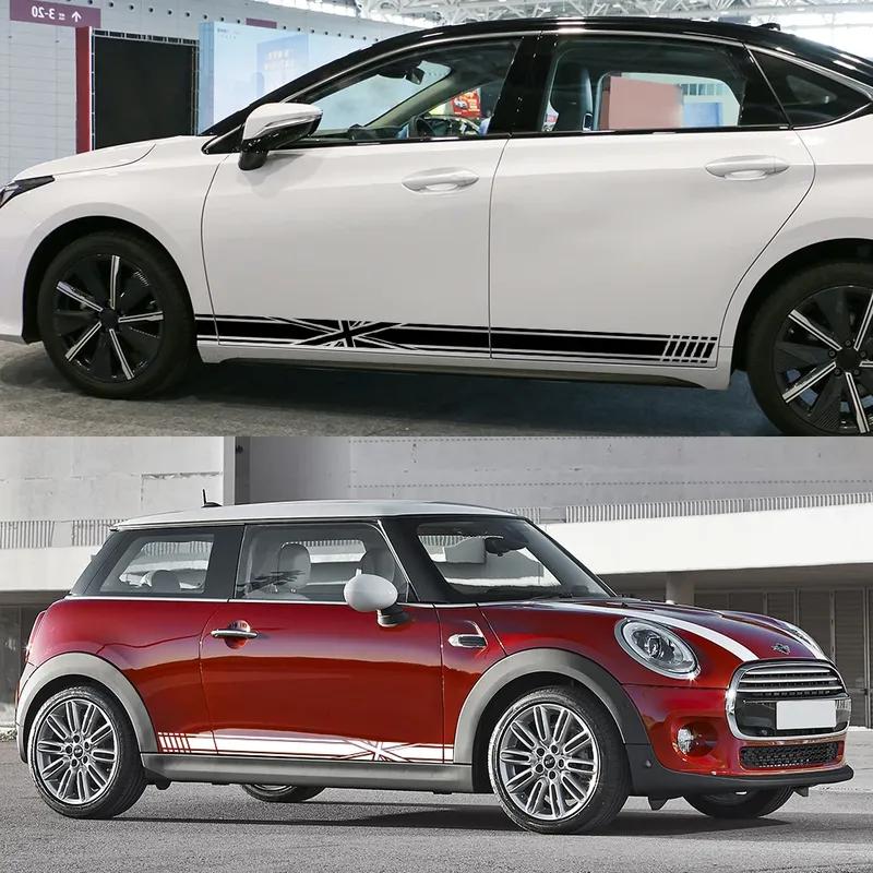 2PCS Union Jack Styling Door Side Stripe Sticker Car Body Decoration Decal For Mini Cooper S JCW One F54 F55 F56 F60 R55 R56 R60