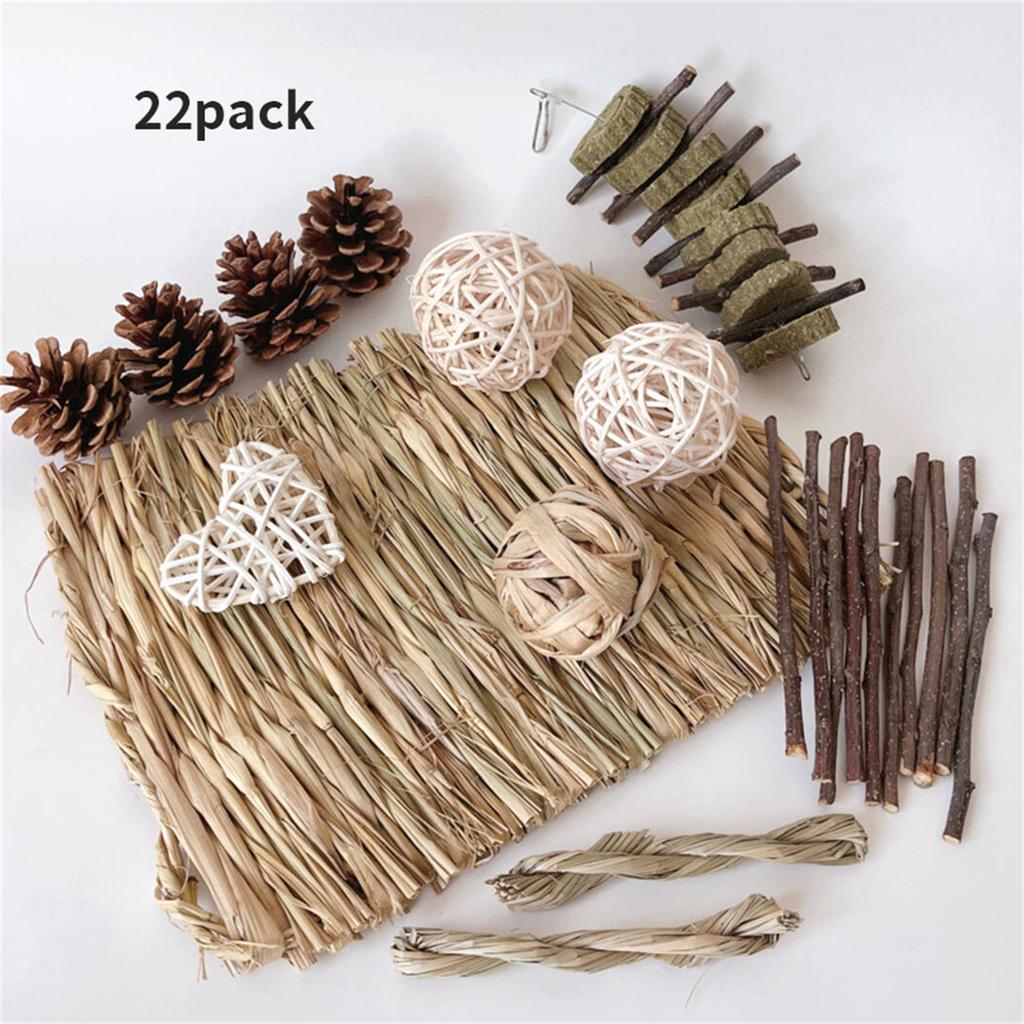 Durability Molar Tool Suit Straw Woven Bed Mats Interactively Pet Chewing Toy for Exercise and Teeth Care