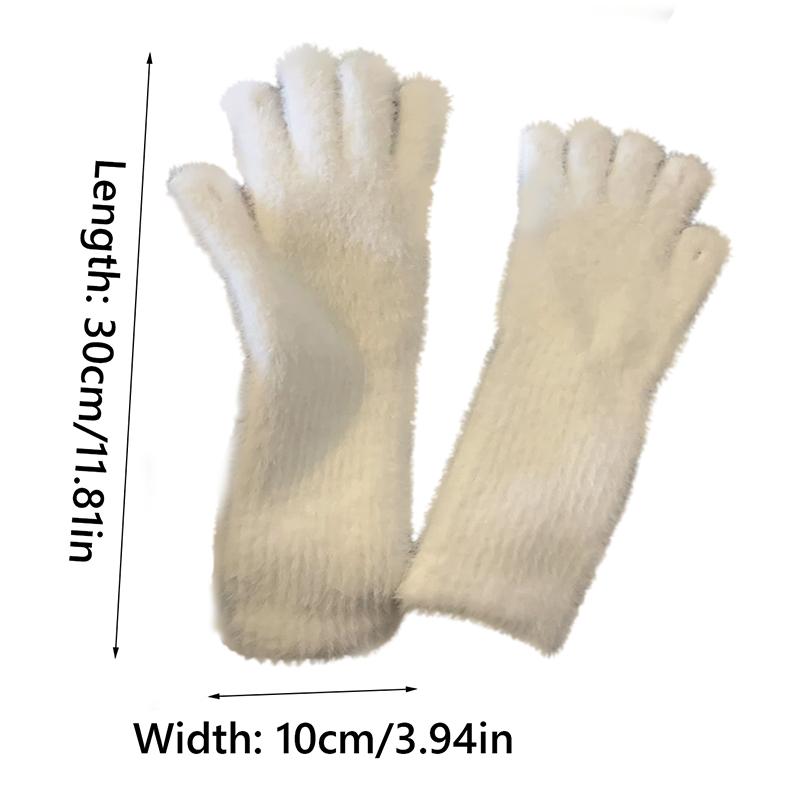 Female Gloves Cold Furry Winter Open Finger Touch Screen Warm Korean Version Riding Student Writing