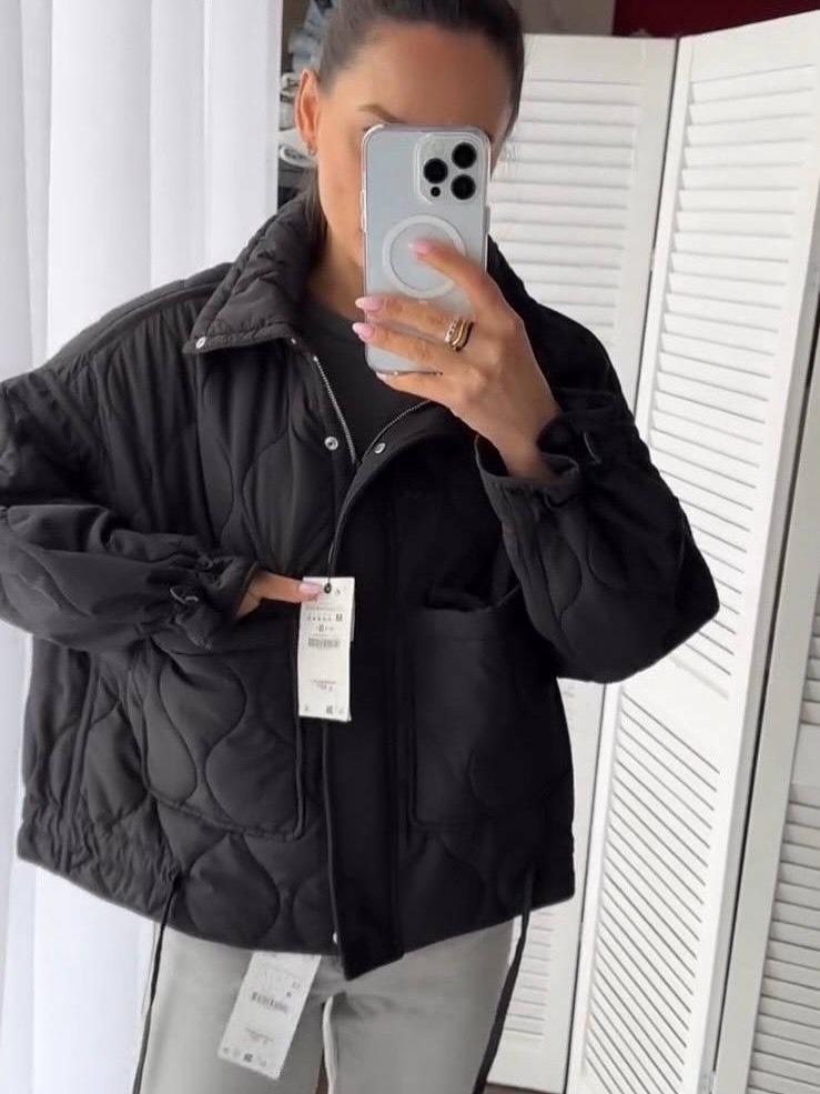 2025 Women's European/American Casual Stand-up Collar Cotton-padded Jacket - Solid Color & Tie-up Design for Winter Warmth