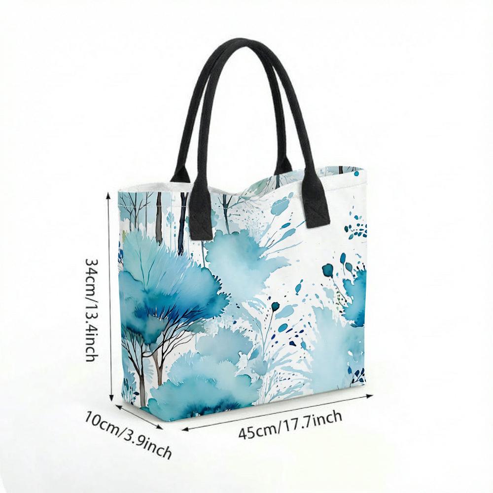  Watercolor Tree Tote Bag Casual Large Capacity Daily Carry Handbag for Outdoor Shopping Travel