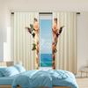 2 Pcs, Versatile Polyester Transparent Curtains for Home Decoration Romantic Giraffe Love for Use In Bedrooms and Living Rooms