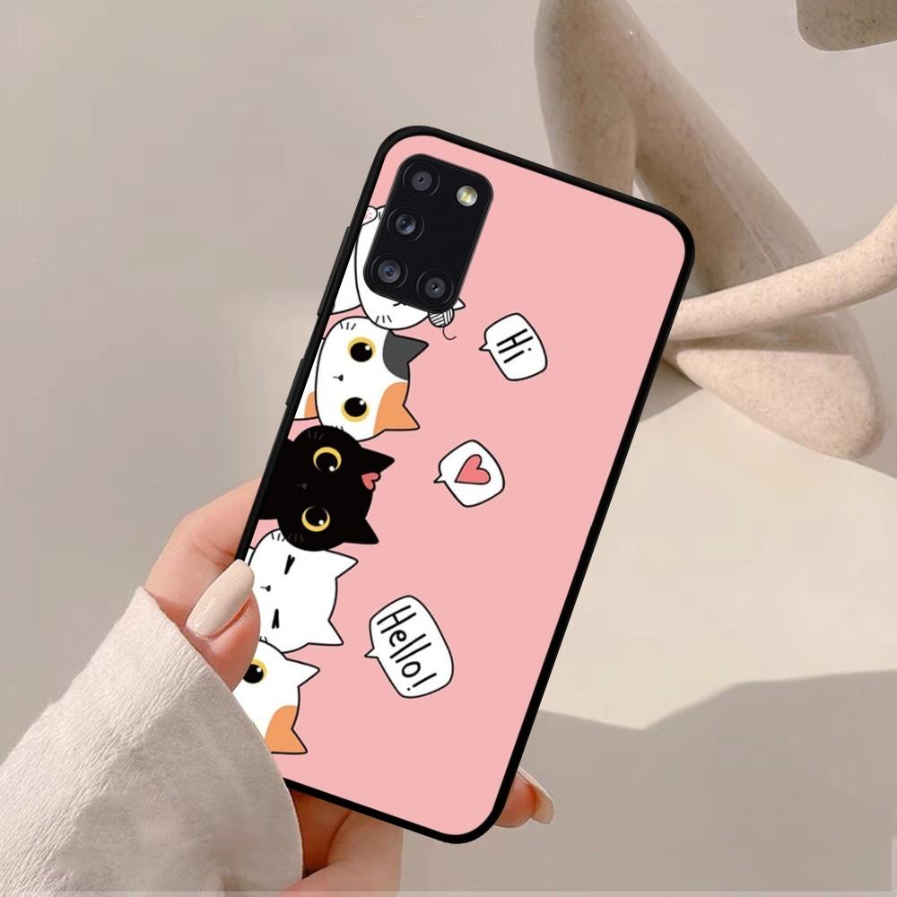 Cartoon Cute Cats Background Phone Case For Samsung A 10 11 12 13 20 21 22 30 31 32 40 51 52 53 70 71 72 73 91 13 Shell