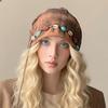 Fashionable Gem Chain Decorated Solid Color Versatile Outdoor Photography Autumn Winter Warm Overhead Hat