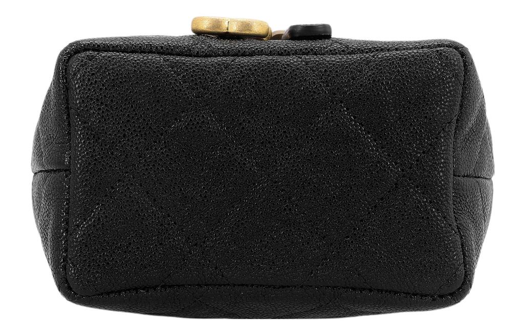 Chanel Gold Buckle Pure Color Fashion Leather Chain Diamond Pattern Lychee Grain Leather Box Bag Handbag Messenger Bag Small Female Black